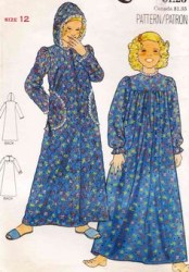 5708 GIRLS SOFT LS NIGHTGOWN, LS HOODIE LONG ROBE PATTERN 14